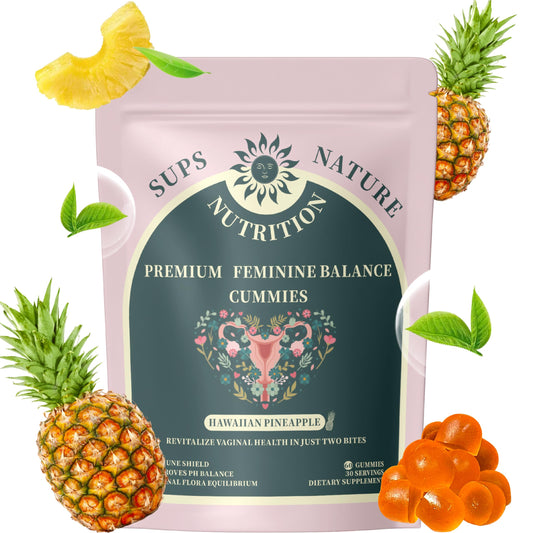 Front view of SUPS NATURE Women's Probiotic Gummies bottle with Pineapple flavor
