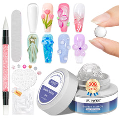 SupWEE clear 3D nail gel bottle showing 60g for at-home nail building and sculpting