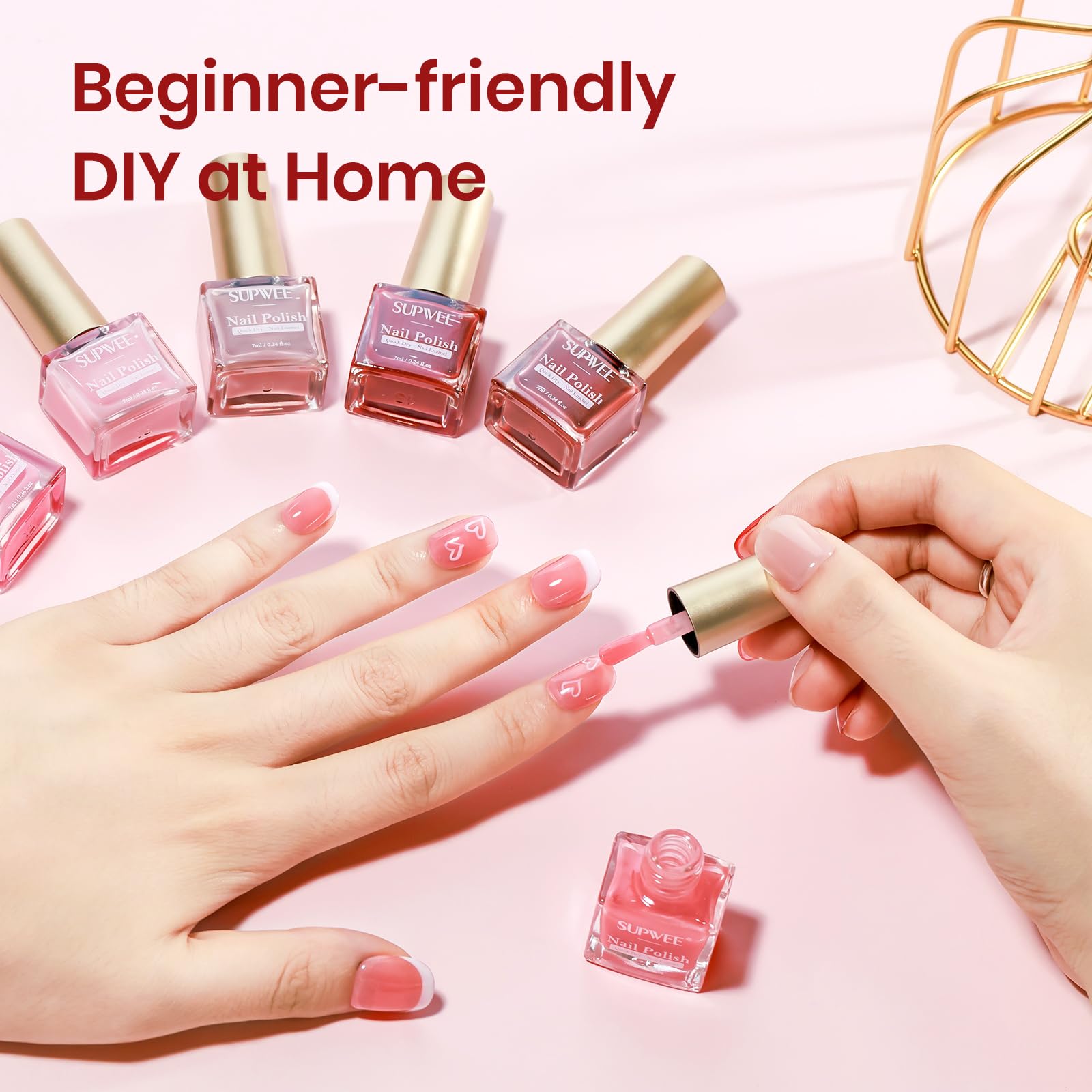 SUPWEE Jelly Nail Polish Set quick-dry formula image shows fast air-dry without lamp.