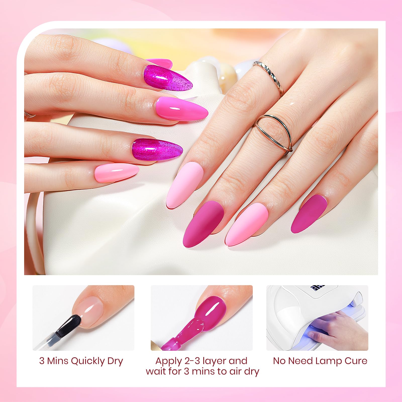 SUPWEE drying nail after top coat reveals durable color.