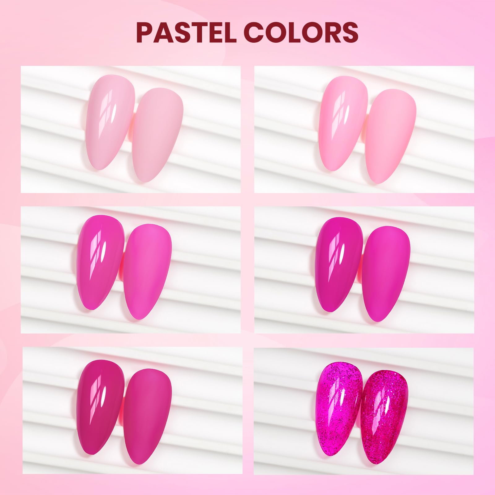 SUPWEE nail polish set swatches show versatile pink shades.