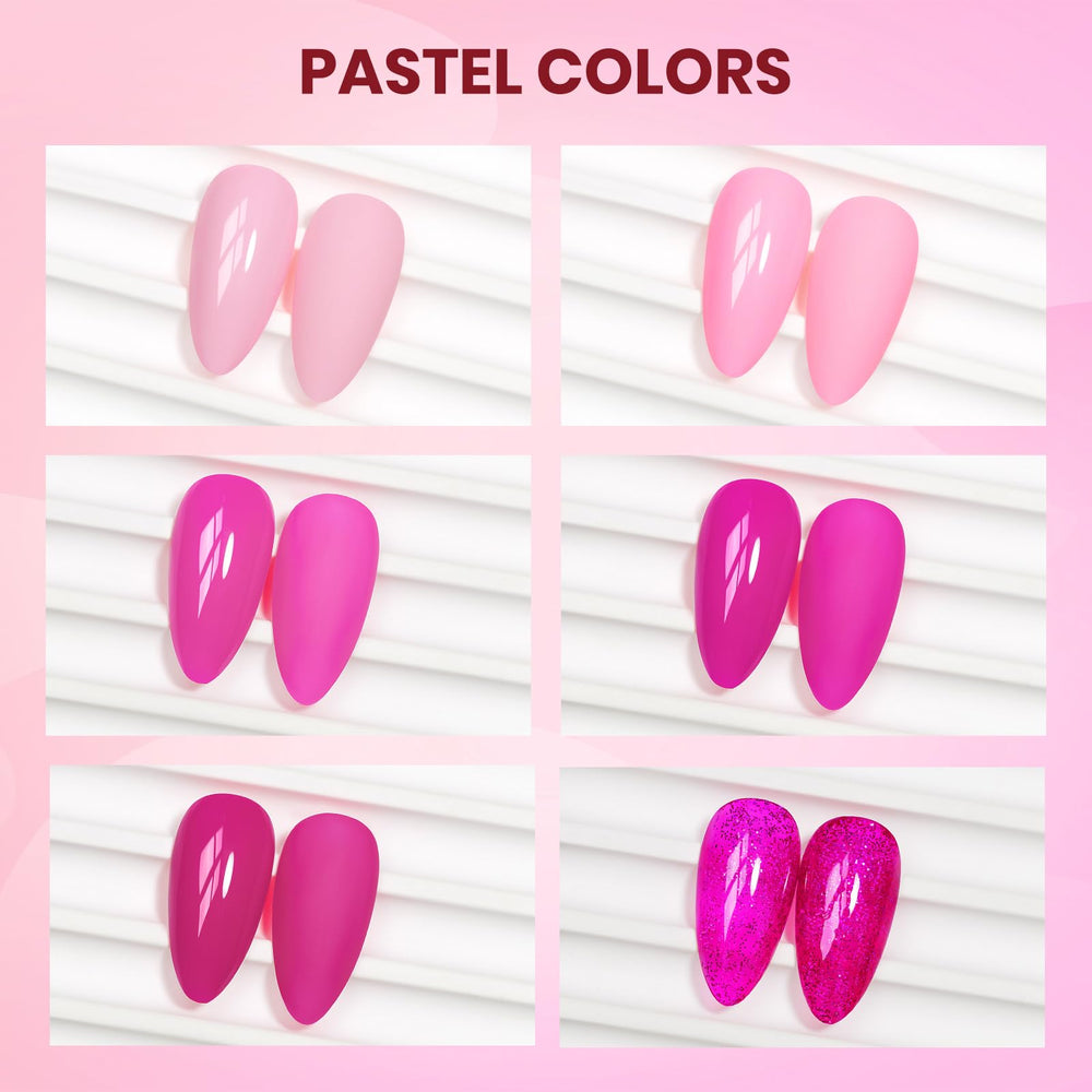 SUPWEE nail polish set swatches show versatile pink shades.