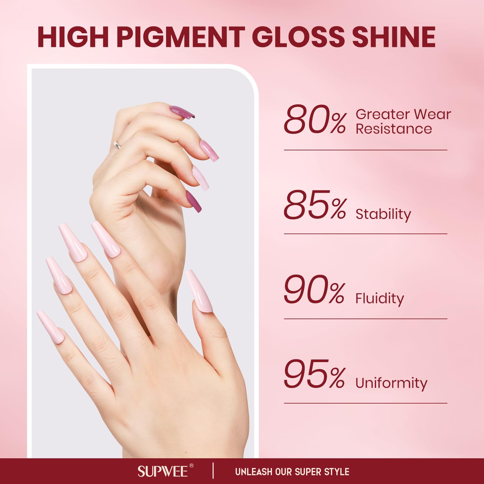 SUPWEE Nude Nail Polish Set tip: base and top coats enhance durability and protection.