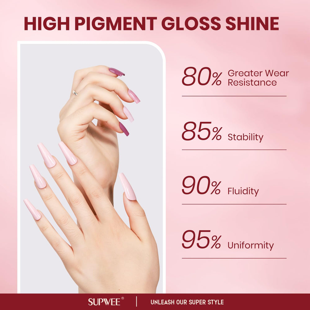 SUPWEE Nude Nail Polish Set tip: base and top coats enhance durability and protection.