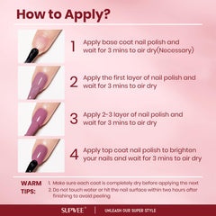 SUPWEE Nude Nail Polish Set quick-dry feature illustrated for time-saving manicure.