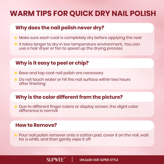 SUPWEE Nude Nail Polish Set swatches on nails showing even coverage with quick-dry formula.