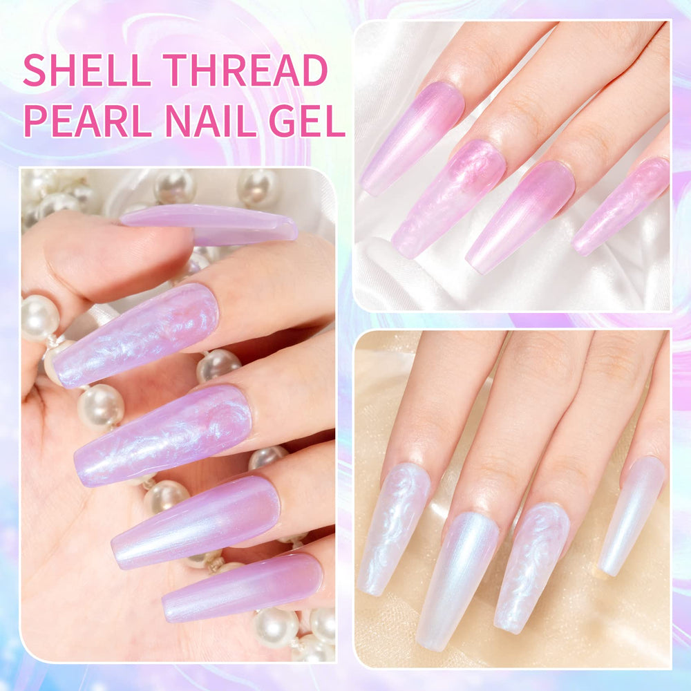 SUPWEE Pearl Gel Nail Polish pearlescent swirl on nail swatch