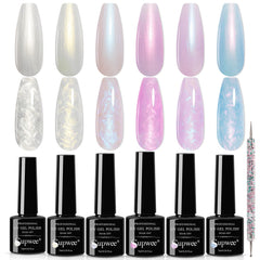 SUPWEE Pearl Gel Nail Polish—shimmer mermaid colors bundle for at-home manicures