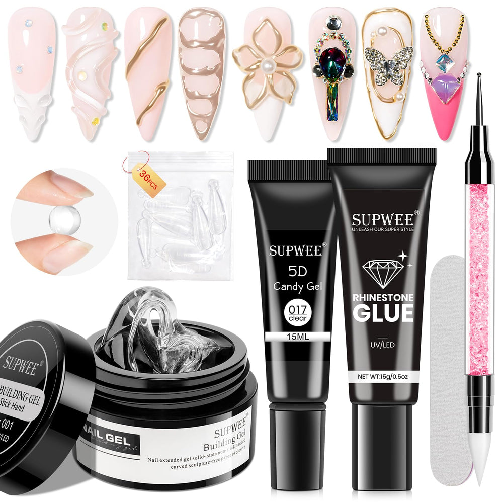 SUPWEE Solid Builder Gel 14g kit for smooth extensions and clean sculpting.