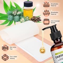 Close-up of self-adhesive cotton castor oil patches