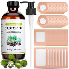 8oz organic cold-pressed castor oil in amber glass bottle