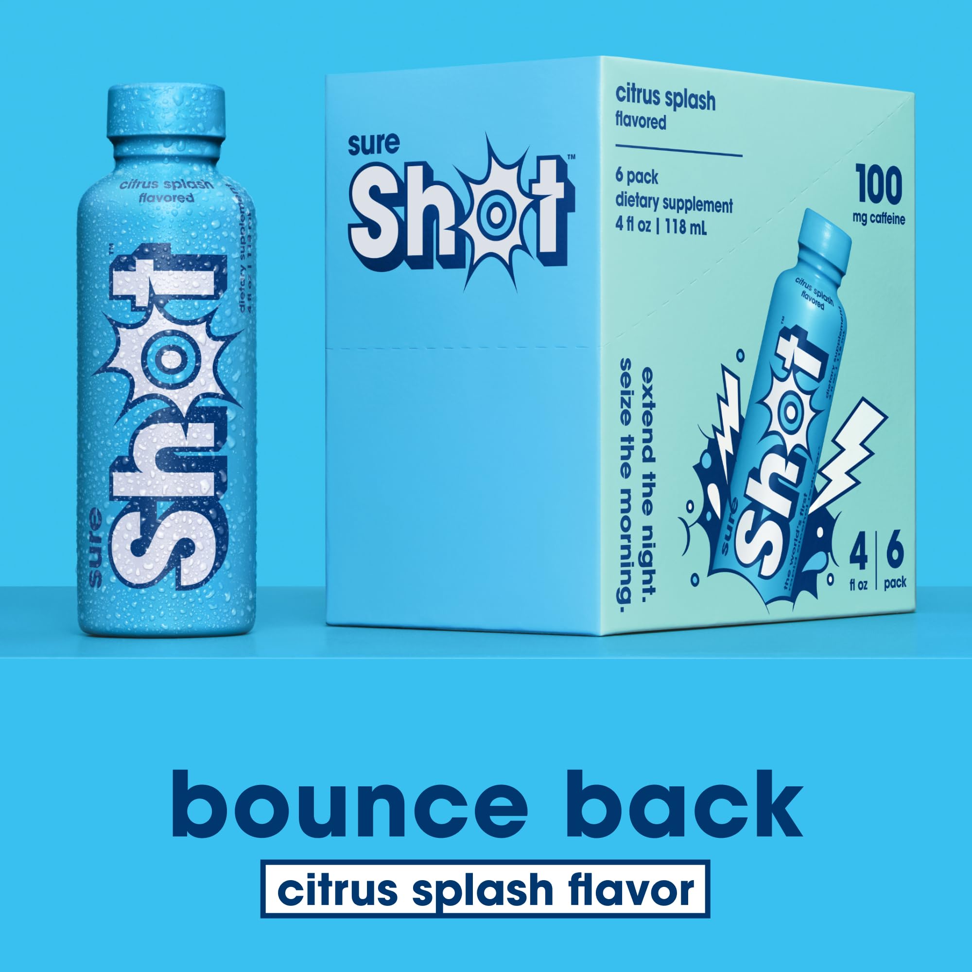 Sure Shot Citrus Splash bottle with ice for a cooling boost