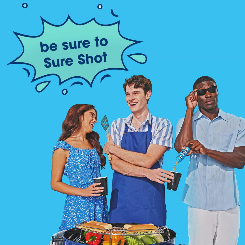 Six-pack display of Sure Shot Citrus Splash bottles