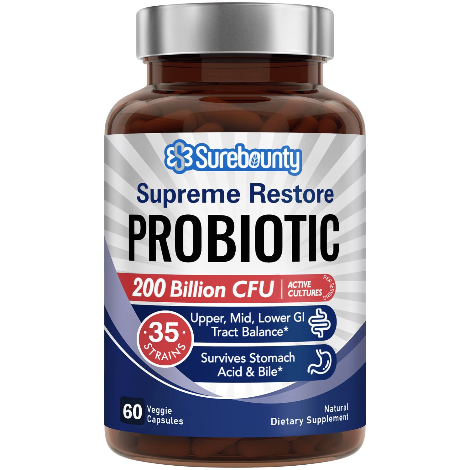 Surebounty front packaging showing bottle and label benefits