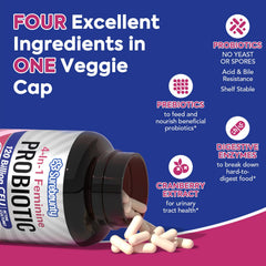 Visual emphasizing digestive health benefits of Surebounty Probiotics for Women