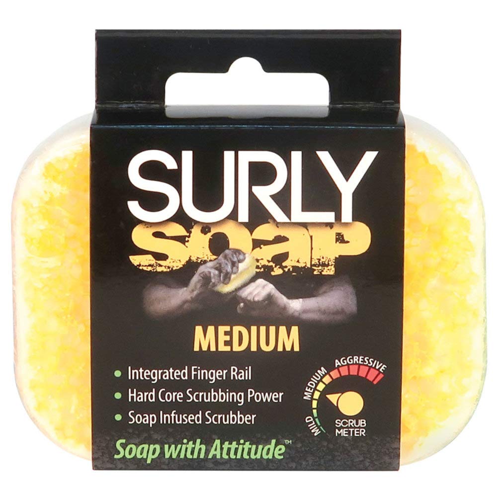 Surly Soap 14055 front view highlighting compact bar and rugged design for tough cleaning on the go.