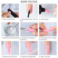 SUTOKAKA poly nail gel kit home-manicure setup for salon-quality results.