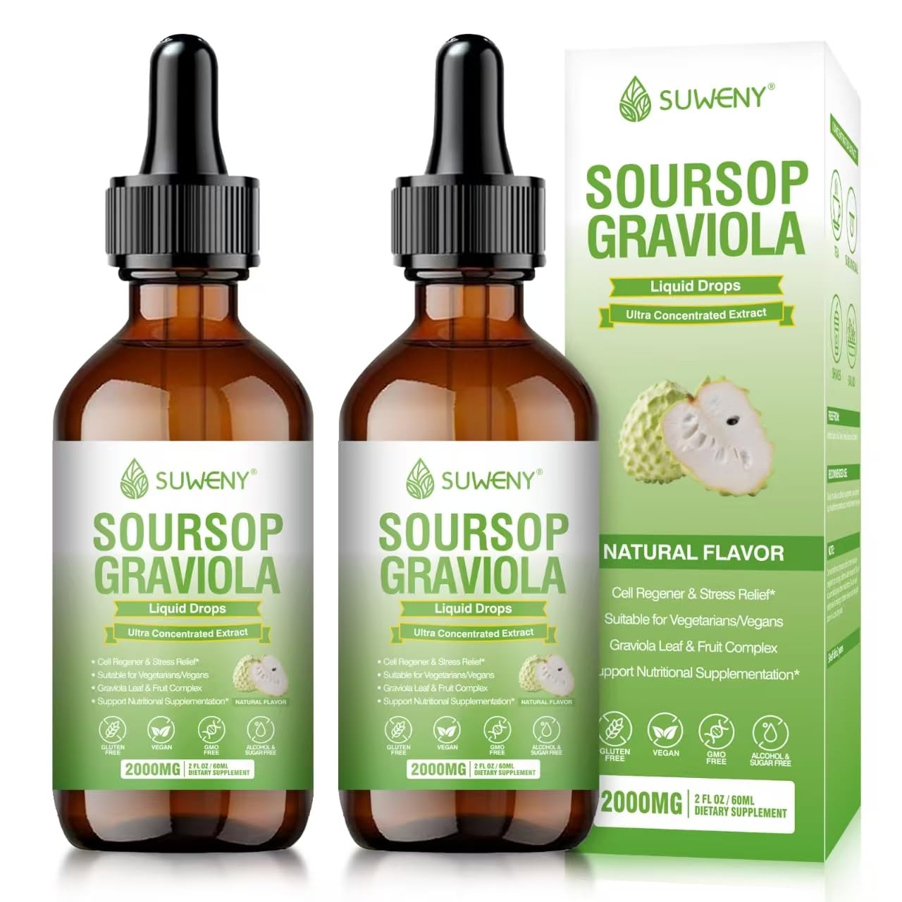 SUWENY Organic Soursop Graviola Liquid Drops bottle front