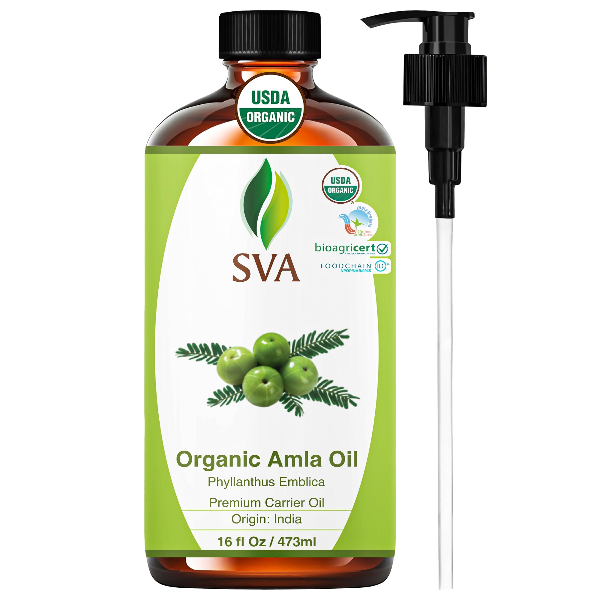 16 oz bottle of SVA Organic Amla Oil