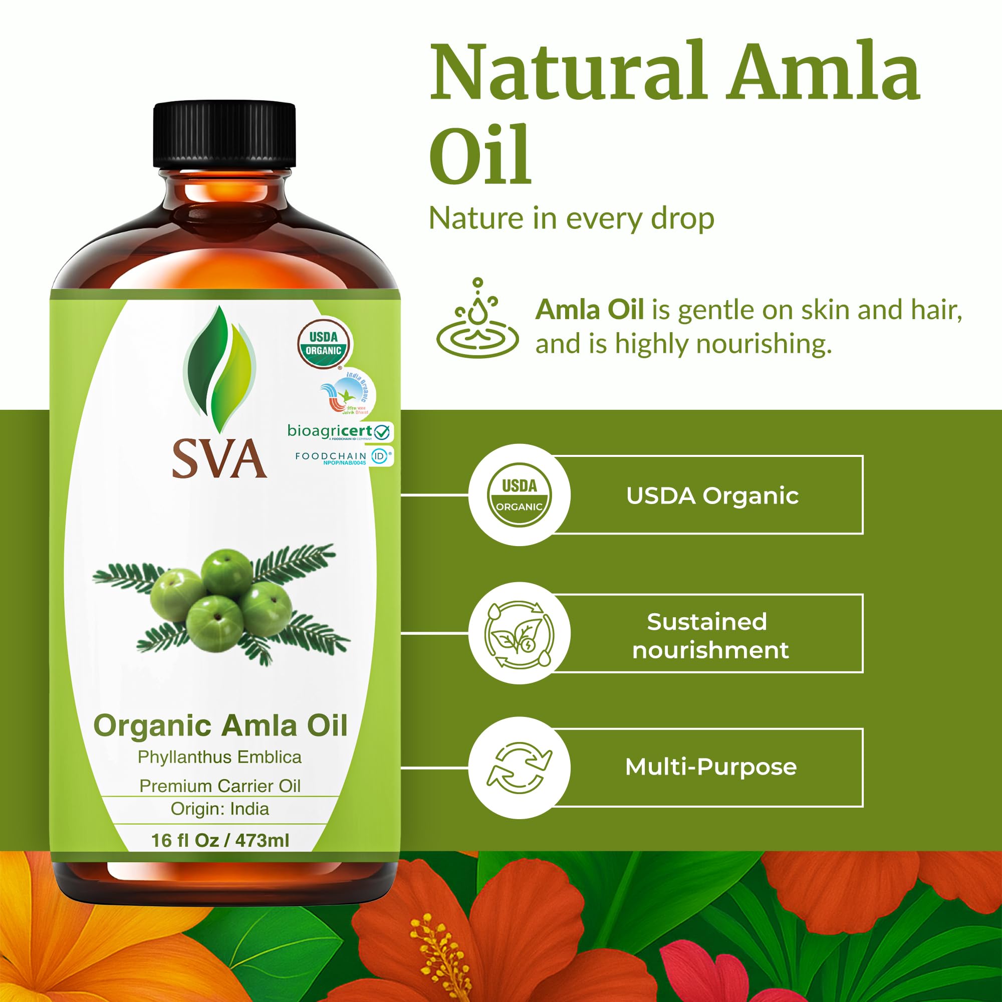SVA Organic Amla Oil packaging