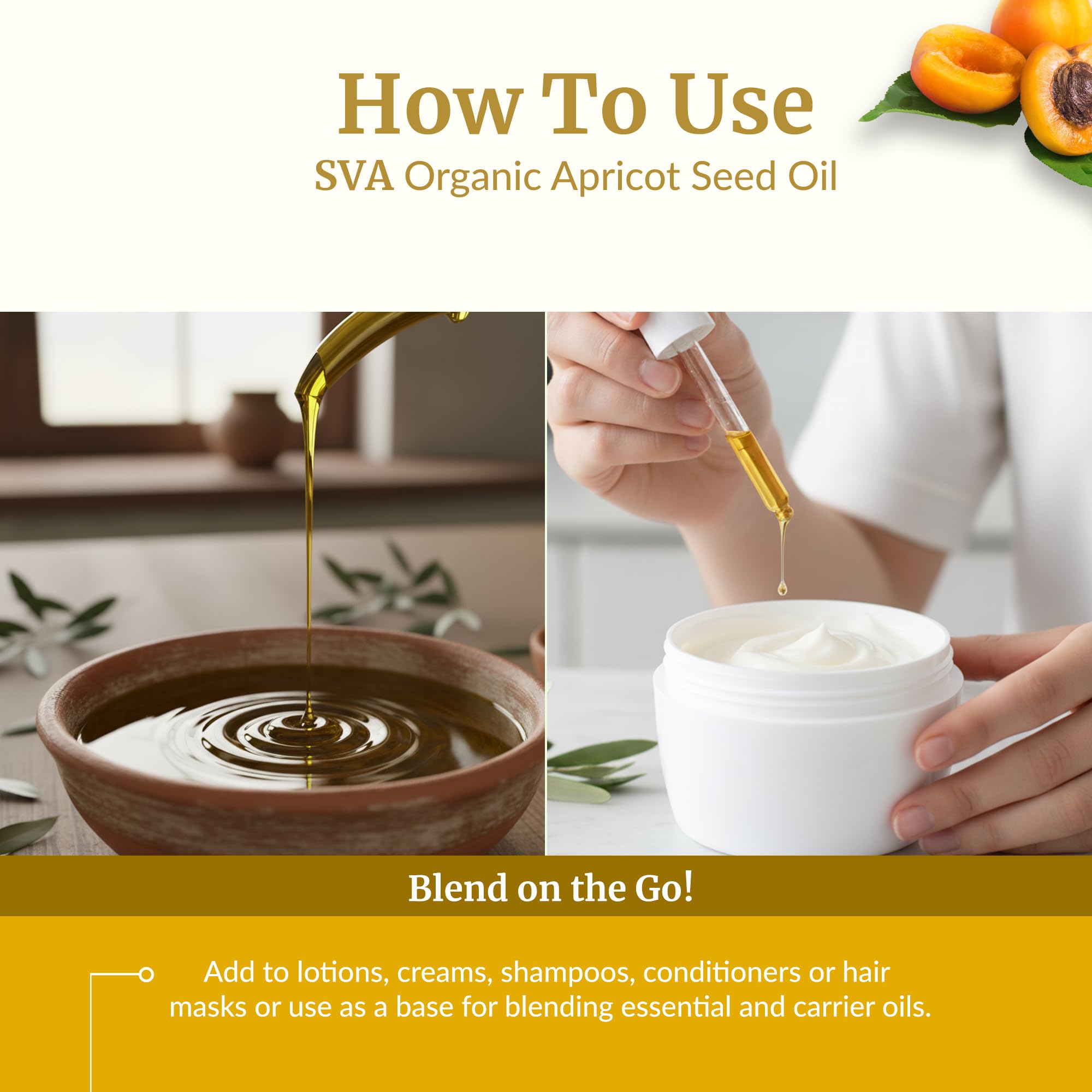 SVA Apricot Seed Oil used with skincare products