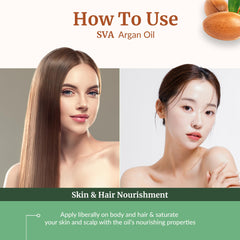 Hair care with argan oil applied to lock