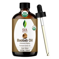 4 oz bottle of SVA Baobab Organic Seed Oil with dropper