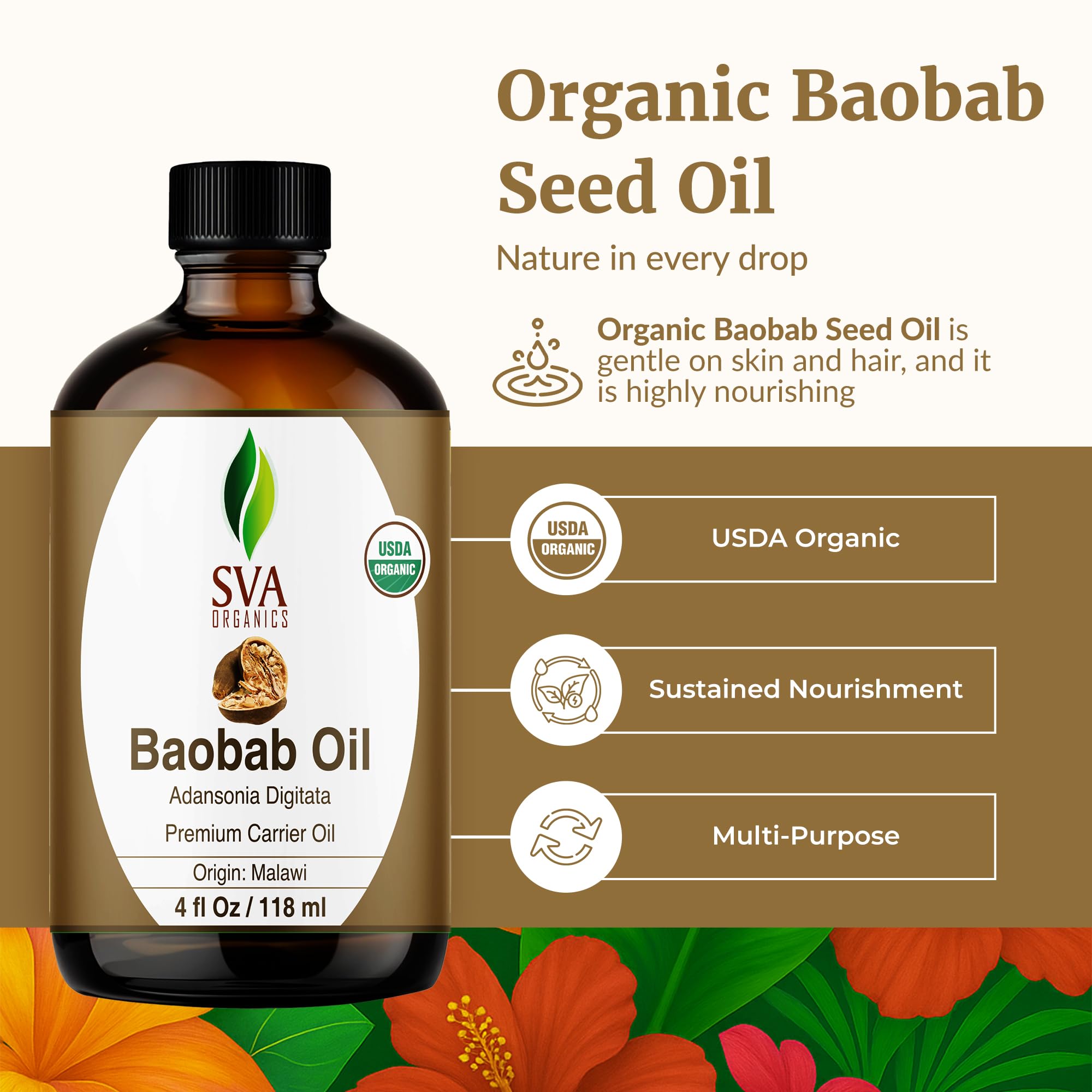 Close-up of SVA Baobab Organic Seed Oil dropper
