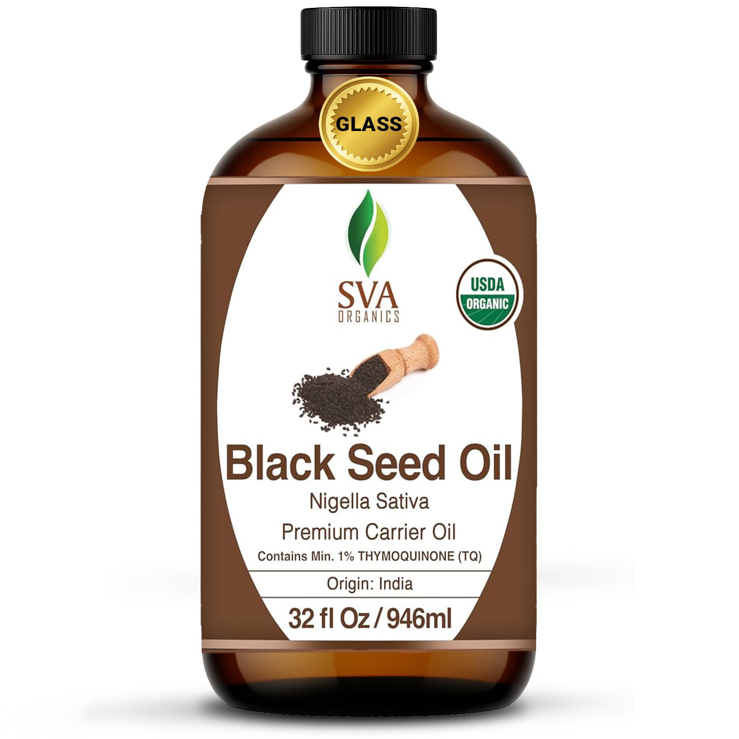 SVA Organic Black Seed Oil 32 oz bottle — cold-pressed