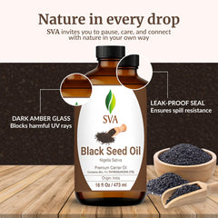 Packaging of SVA Black Seed Oil 16 oz