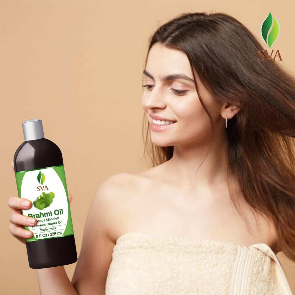 8 oz Brahmi oil bottle with label