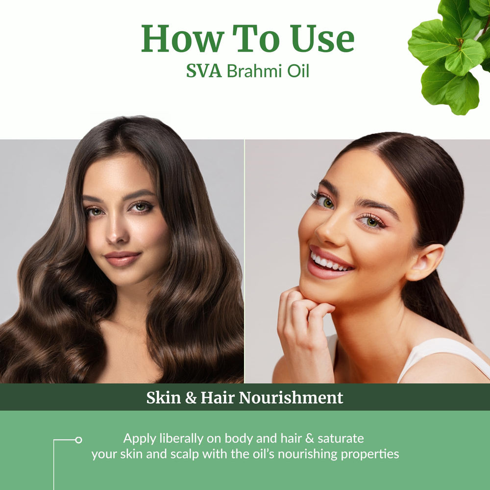 Brahmi oil applied to face and skin for care