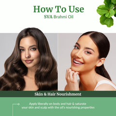 Brahmi oil applied to face and skin for care