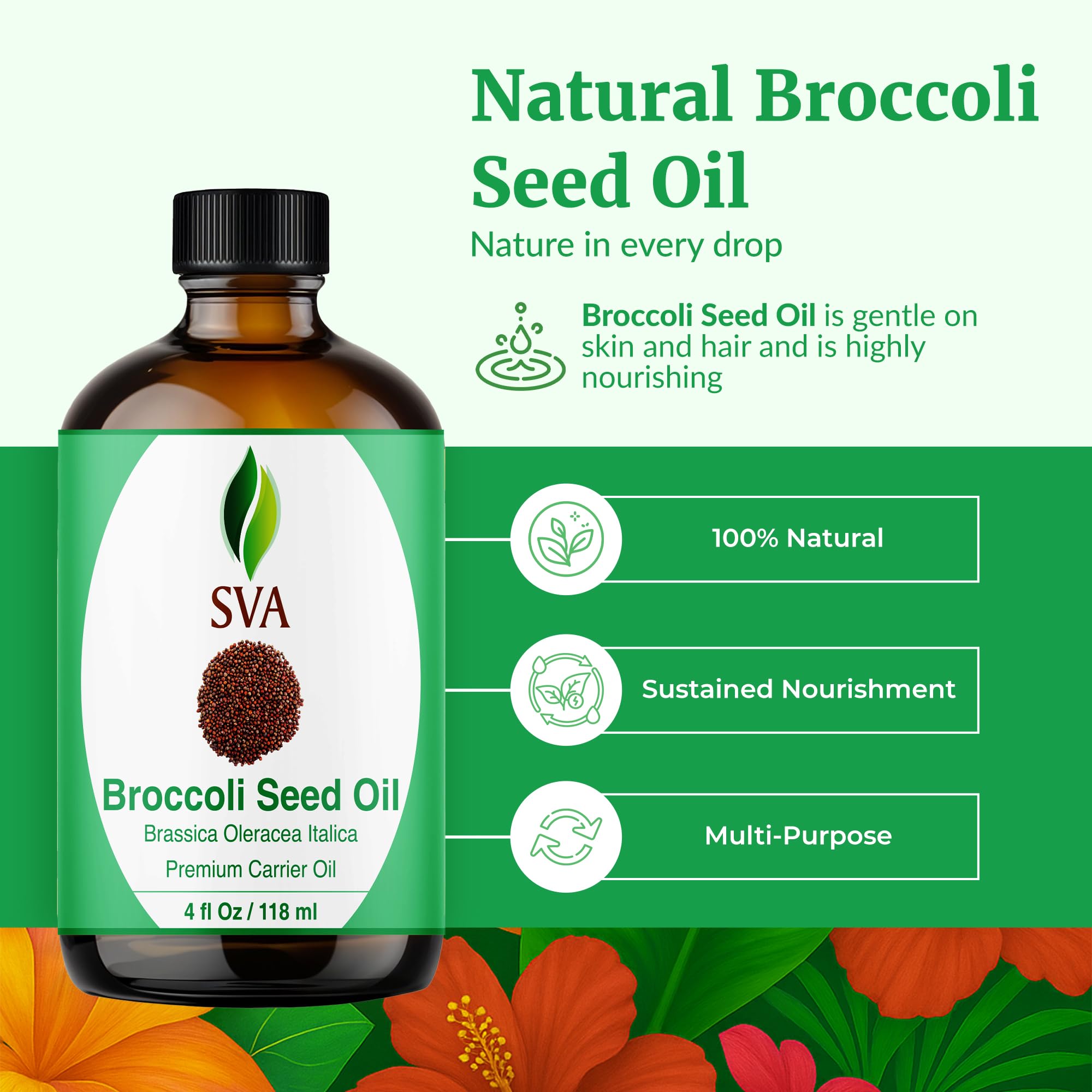 Dropper and bottle of SVA Broccoli Seed Oil