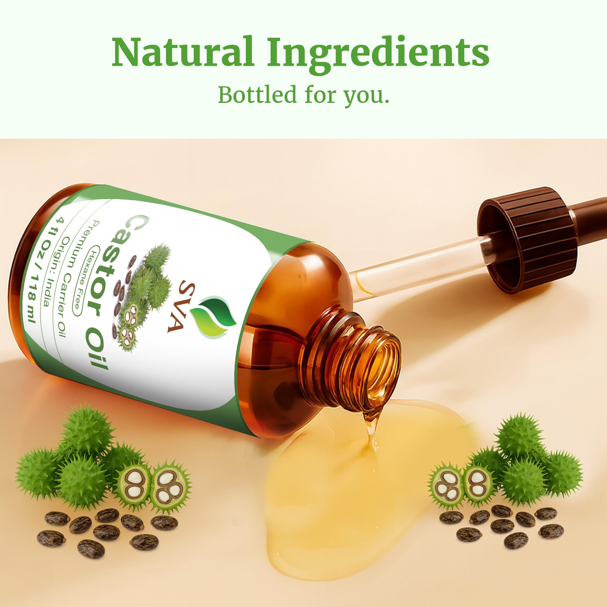 Applying SVA Castor Seed Oil with dropper to skin