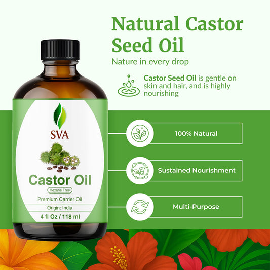 Front label of SVA Castor Seed Oil bottle