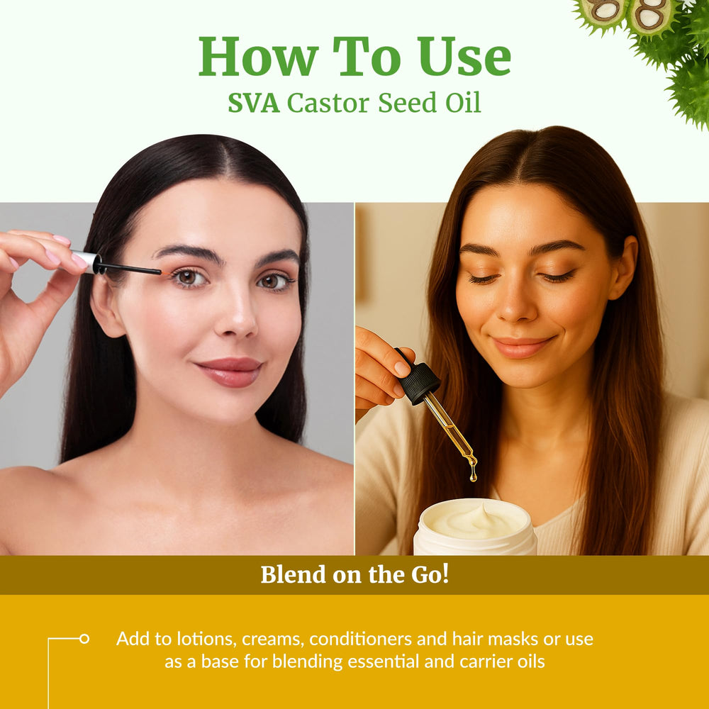 SVA Castor Oil label showing ingredients and hexane-free seal