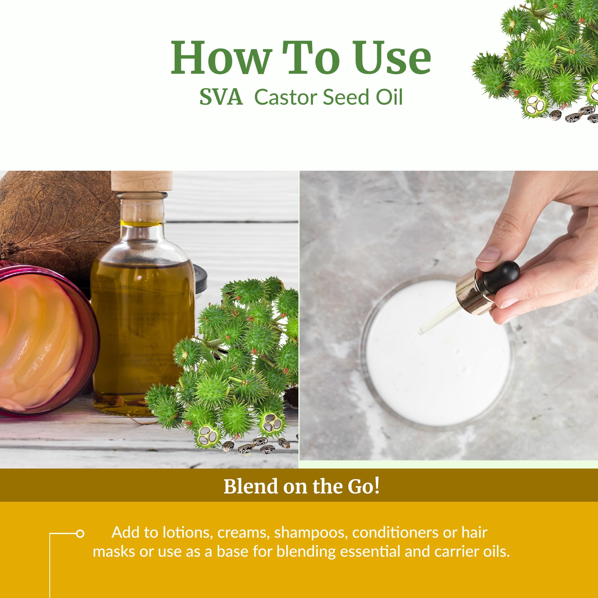 Castor oil used in hair care routine