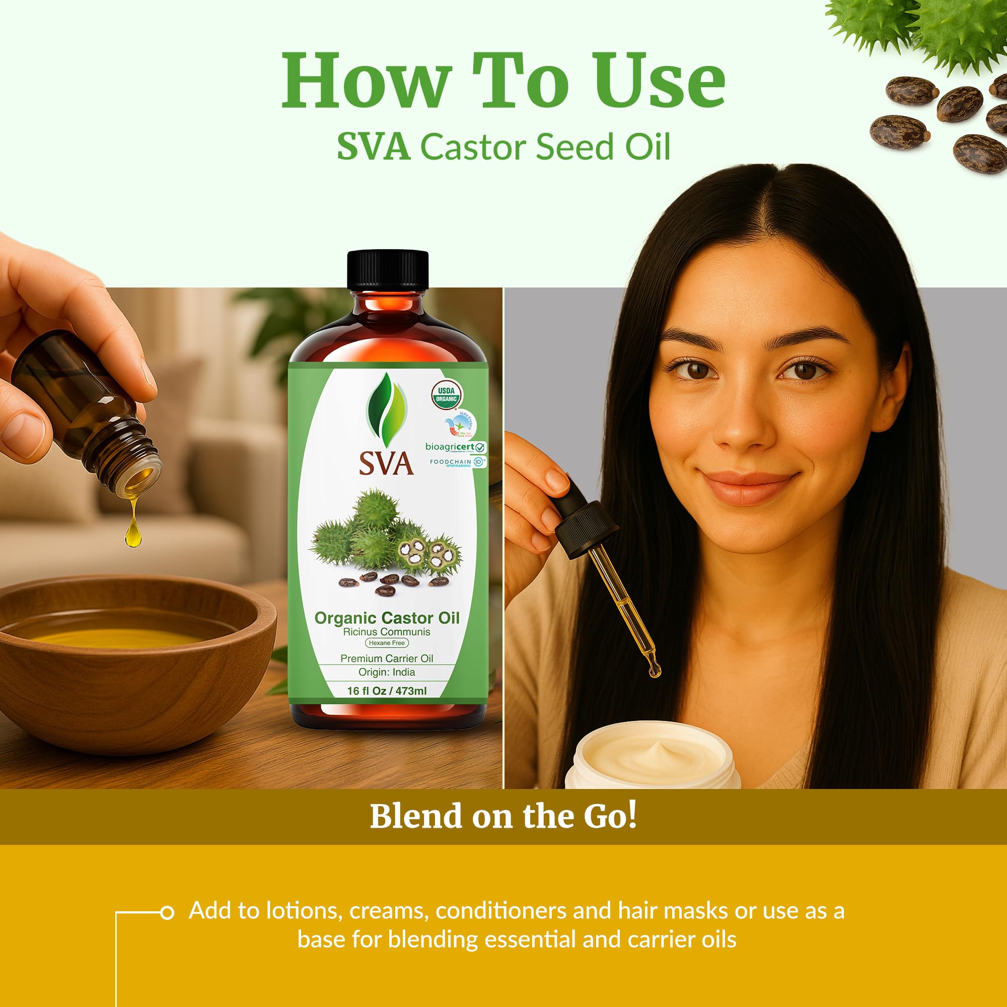 Castor Seed Oil used for body massage and skin care