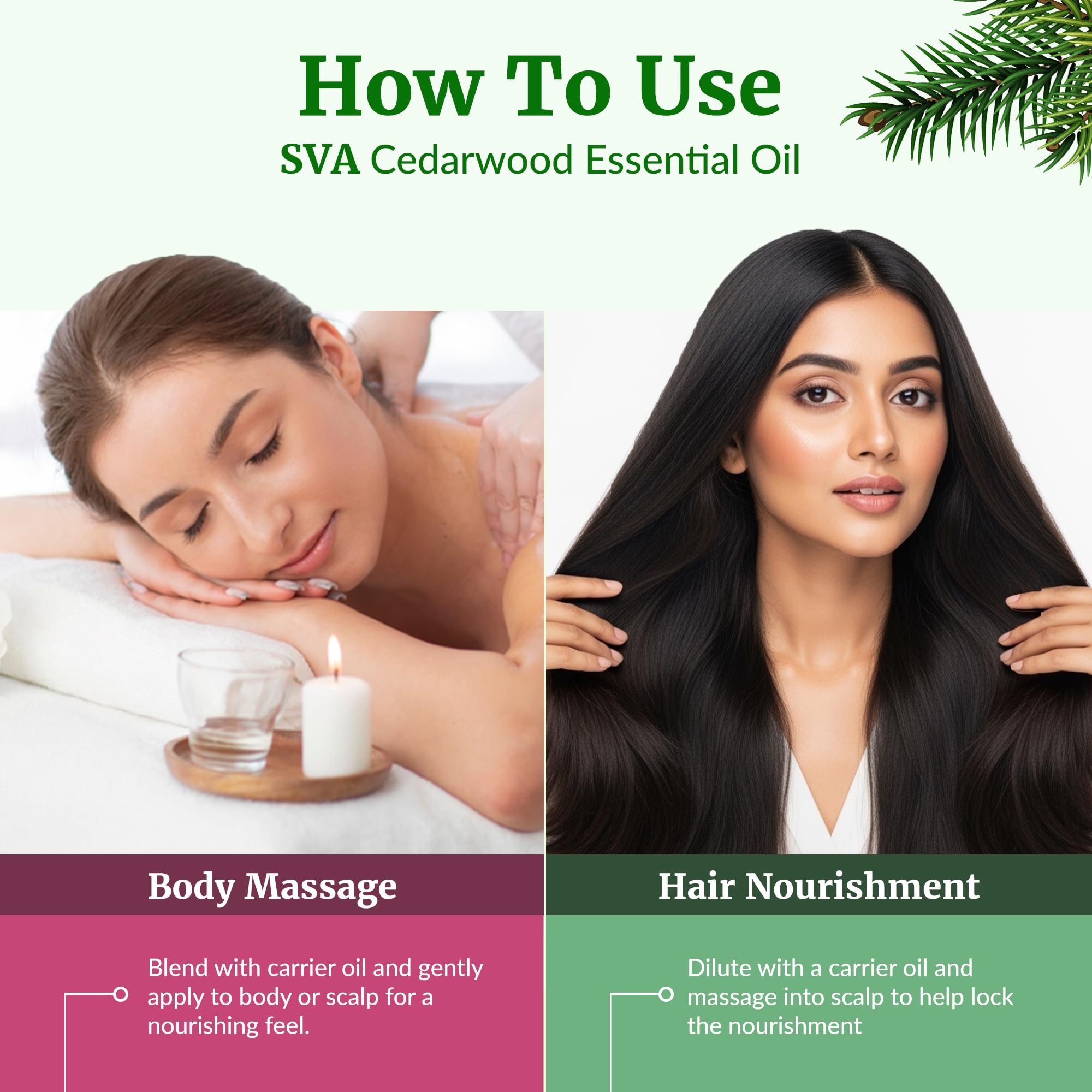 SVA Cedarwood oil used for hair care and scalp massage