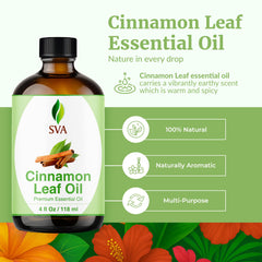 Steam-distilled Cinnamon Leaf Oil from Cinnamomum Verum leaves - 4oz
