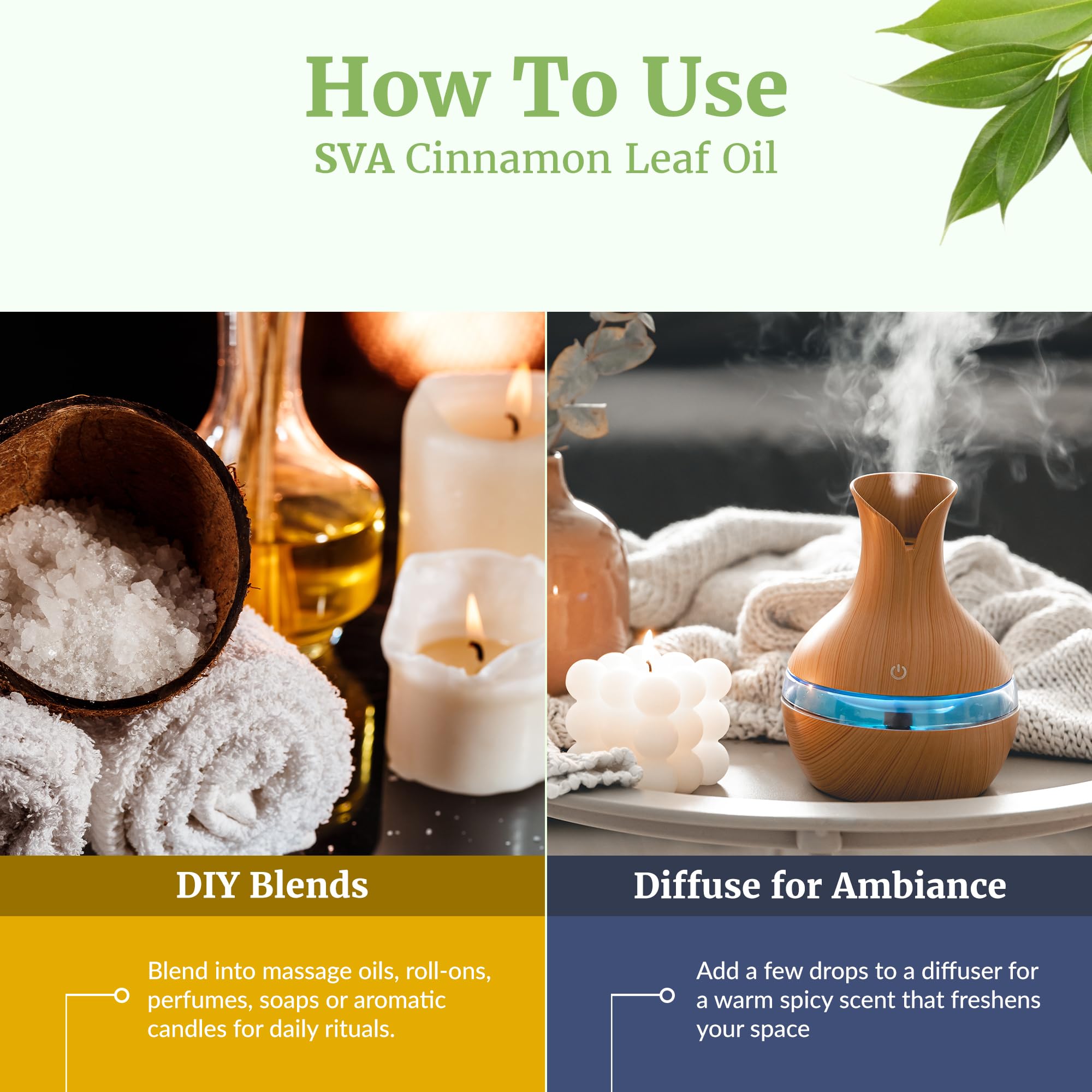 Hair care with cinnamon leaf oil blended into shampoo