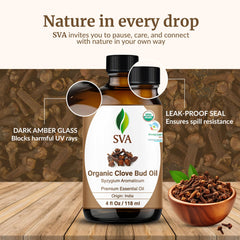 Dropper bottle of SVA Organic Clove Bud Essential Oil
