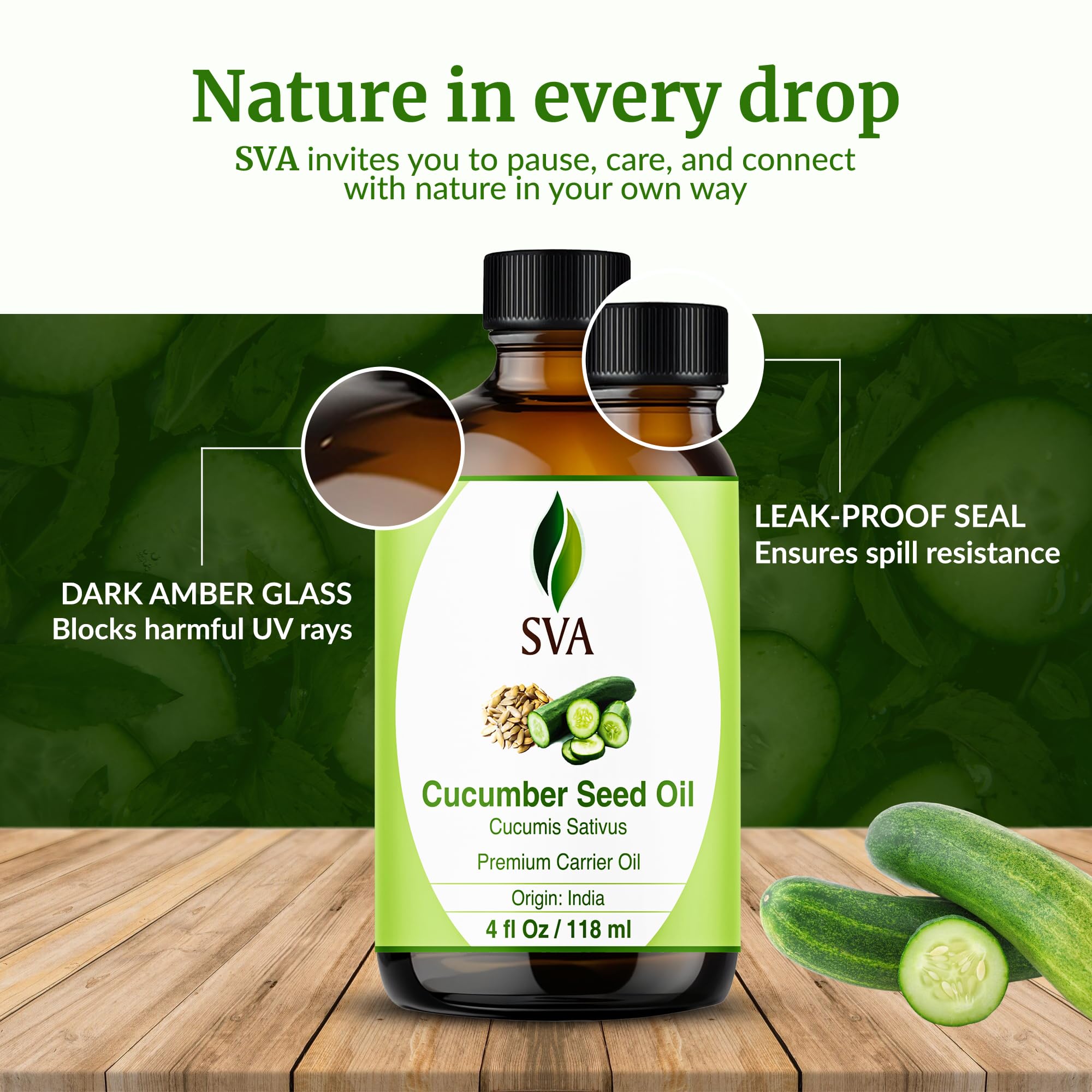 Cucumber seed oil used for body care