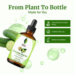 Hair and scalp massaged with cucumber seed oil