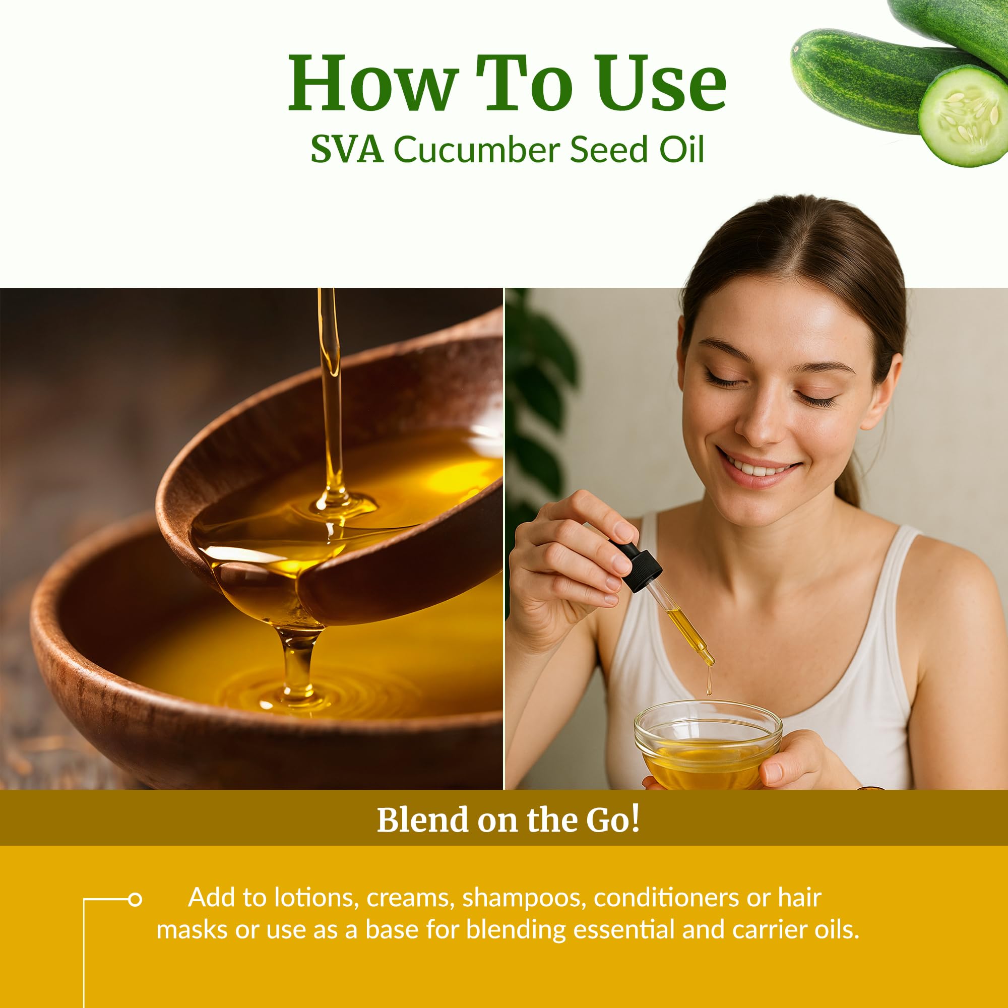 Cucumber seed oil mixed with shampoo for hair care