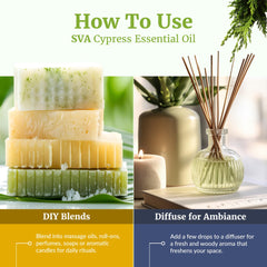 Cypress essential oil used for hair and skin care applications