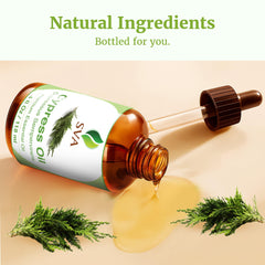SVA Cypress Essential Oil product with diffuser and natural setup
