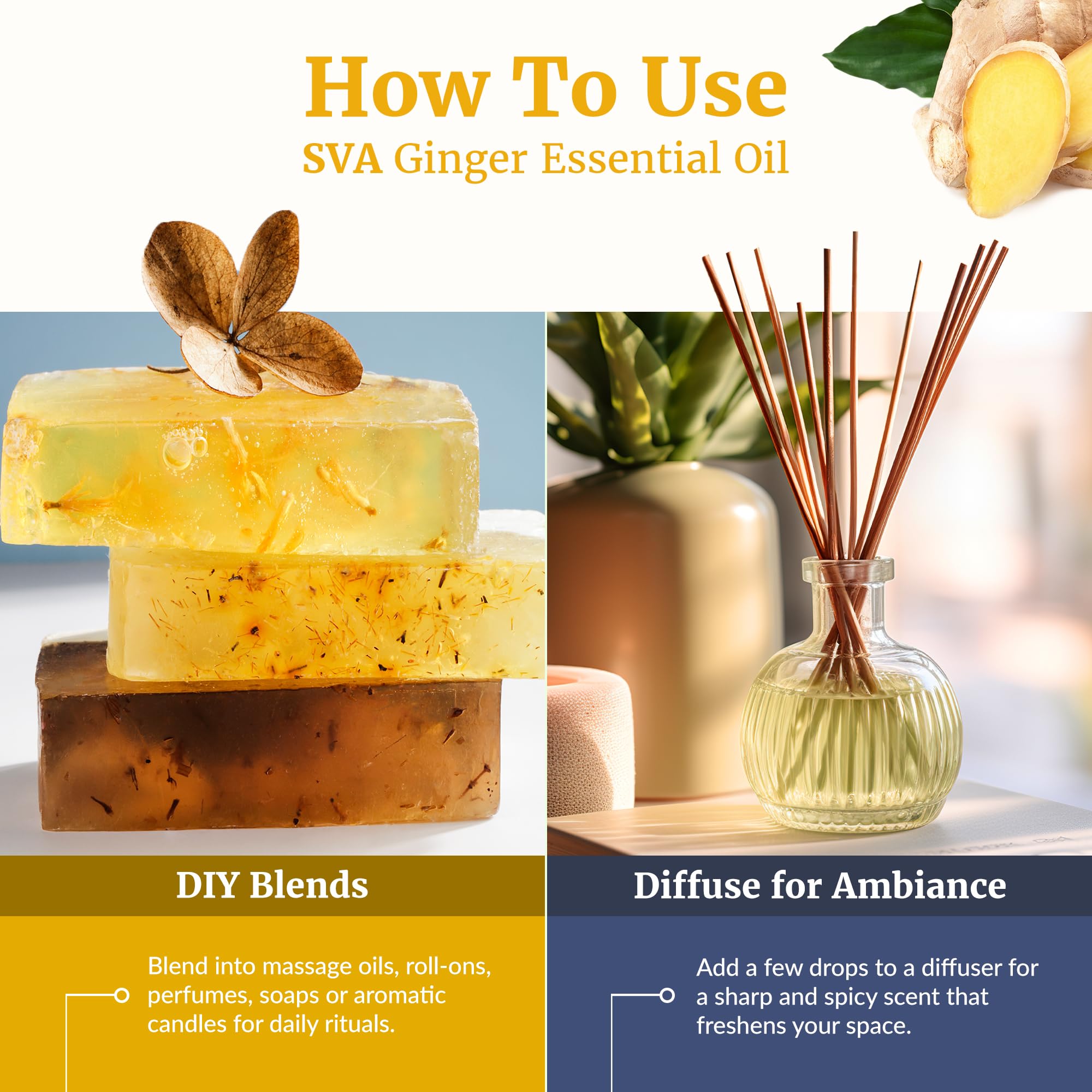 Cream and skincare products enriched with ginger essential oil