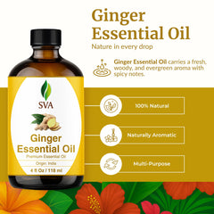 Close-up of ginger essential oil bottle and dropper